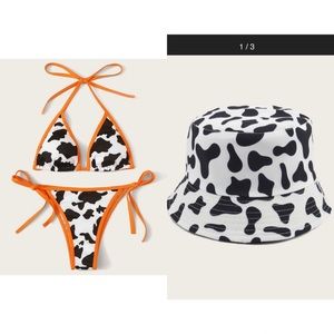 Cow print swimsuit set